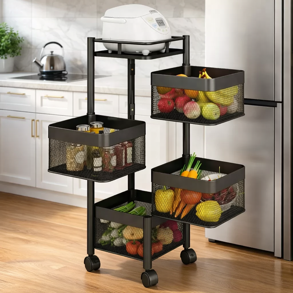 5-Tier Mesh Storage Trolley