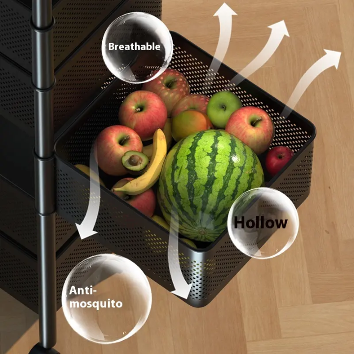 5-Tier Mesh Storage Trolley